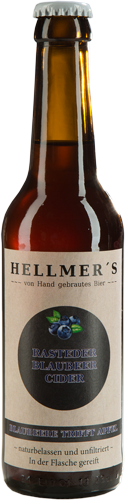 Bierflasche Blaubeercider von der Brauerei Hellmer